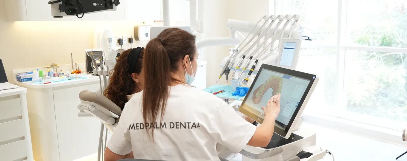 AirFlow professional teeth cleaning and whitening at MedPalm Dental Dubai